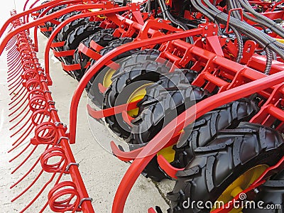 Agricultural harrow machine Stock Photo