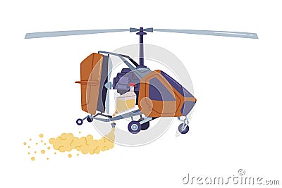 Agricultural Helicopter or Rotorcraft with Propeller for Aerial Application of Pesticides Vector Illustration Vector Illustration