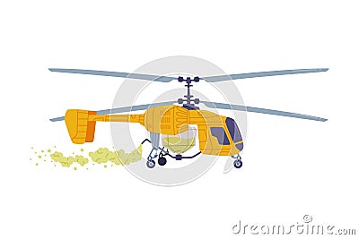 Agricultural Helicopter or Rotorcraft with Propeller for Aerial Application of Pesticides Vector Illustration Vector Illustration