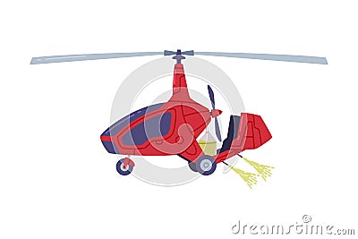 Agricultural Helicopter or Rotorcraft with Propeller for Aerial Application of Pesticides Vector Illustration Vector Illustration