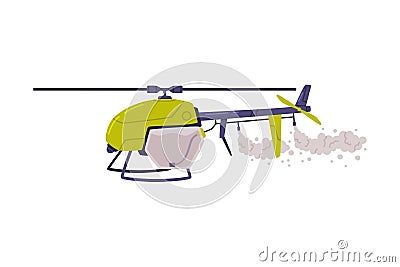 Agricultural Helicopter or Rotorcraft with Propeller for Aerial Application of Pesticides Vector Illustration Vector Illustration