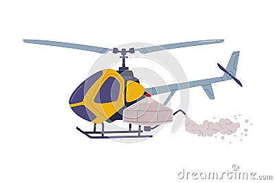 Agricultural Helicopter or Rotorcraft with Propeller for Aerial Application of Pesticides Vector Illustration Vector Illustration