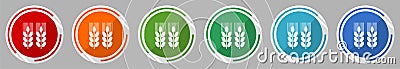 Agricultural icon set, vector illustration in 6 colors options for webdesign and mobile applications, flat design symbol Vector Illustration