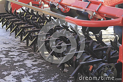 Agricultural machinery, model of cultivator at the exhibition Editorial Stock Photo