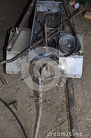 Agricultural machinery: motorized hand plow Stock Photo