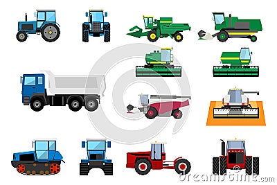 Agricultural machinery set Vector Illustration