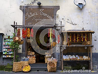Agricultural Products Store, Sorrento Italy Editorial Stock Photo