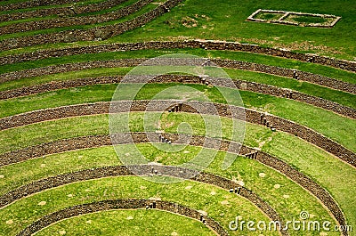 Agricultural terraces in Moray, Cusco, Peru Stock Photo