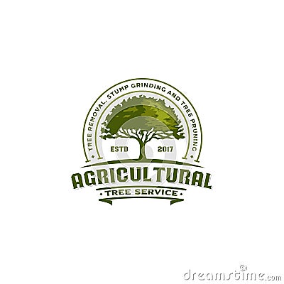 Agricultural tree vintage logo badge Vector Illustration