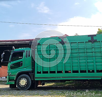 Agricultural truck Mitsubishi Fuso Canter in warehouse. Editorial Stock Photo