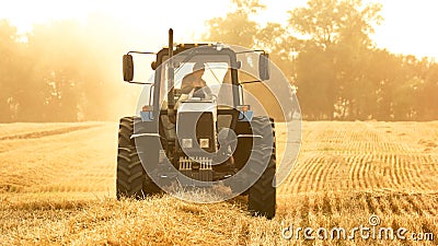 Agricultural work on the harvesting of hay by agricultural machinery. Editorial Stock Photo