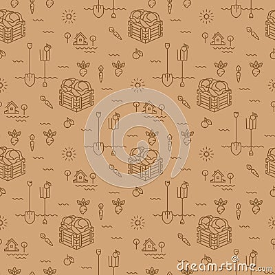 Agriculture background Vegetables garden seamless pattern Vector Illustration