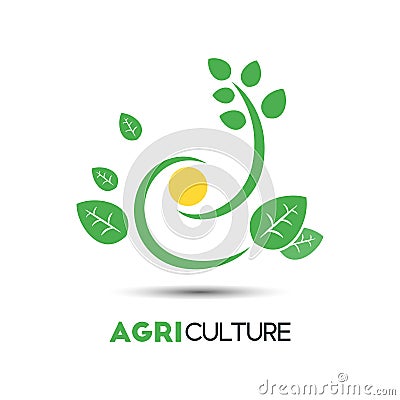 Agriculture Business Vector Logo Template. Unique Green Leaf Wit Stock Photo