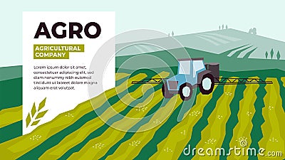 Agriculture design template with irrigation tractor Vector Illustration