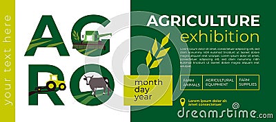 Agriculture exhibition identity template. Letters AGRO Vector Illustration