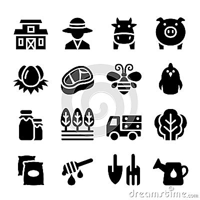 Agriculture Farm icon set Vector Illustration