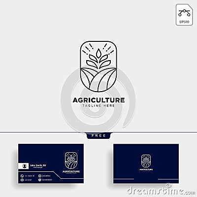 agriculture farm line badge vintage logo template vector illustration Vector Illustration