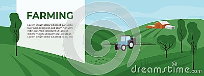 Agriculture or farming design template with irrigation tractor Vector Illustration