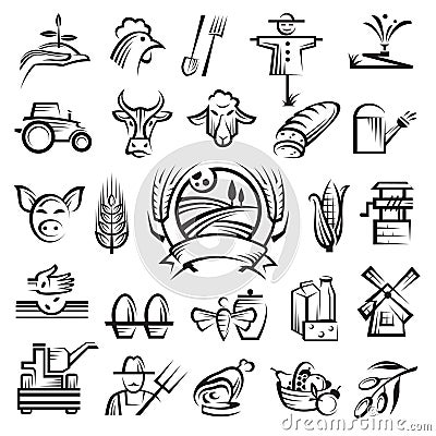 Agriculture and farming icons Vector Illustration