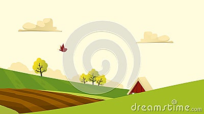 Agriculture and Farming landscape view. Agrotourism. Agribusiness. Rural landscape. Design elements for info graphic, websites and Cartoon Illustration