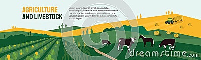 Agriculture, farming and livestock illustration Vector Illustration