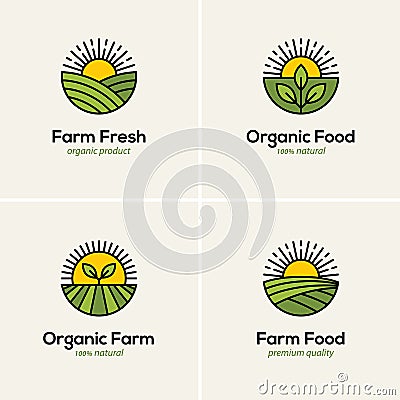 Agriculture and farming logo set Vector Illustration