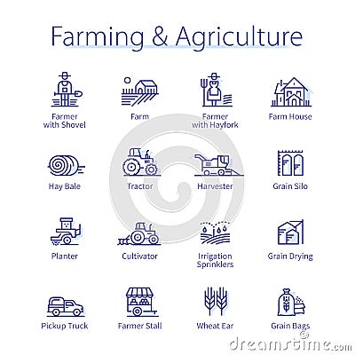 Agriculture, farming set. Farmer man and woman Vector Illustration