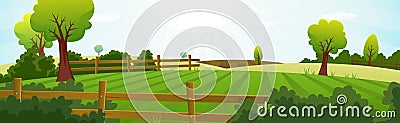 Agriculture And Farming Summer Landscape Vector Illustration