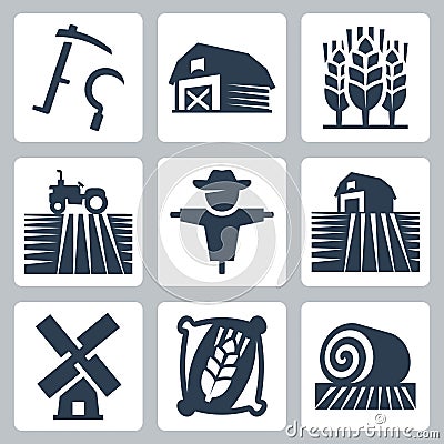 Agriculture and farming vector icons Vector Illustration