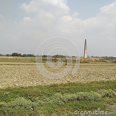 Agriculture field and bricks production unit with high rate in madhubani India Stock Photo