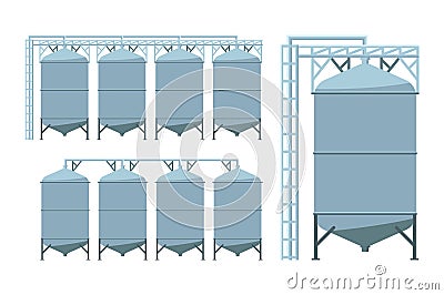 Agriculture grain silos. Vector Illustration