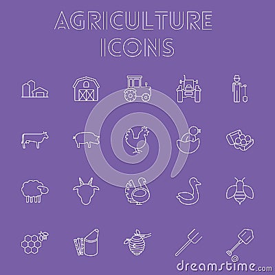 Agriculture icon set. Vector Illustration