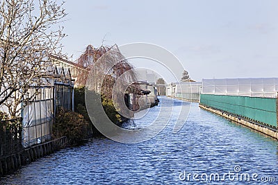 Agriculture industry along a canal in Boskoop Stock Photo