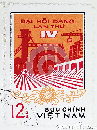 Agriculture And Industry, 4th National Congress of Vietnamese Communist Party serie, circa 1976 Editorial Stock Photo