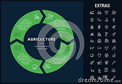 Agriculture infographic template, elements, icons. Vector Illustration