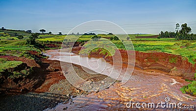 Agriculture landscape with Blue Nile, Ethiopia Stock Photo