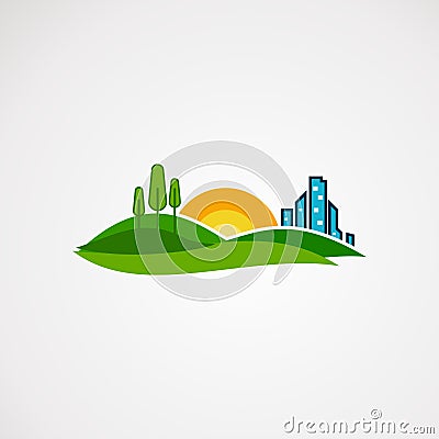 Agriculture landscape logo vector, icon, element, and template for company Vector Illustration