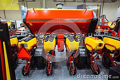 Agriculture machinery. Modern pneumatic agricultural seeder Stock Photo