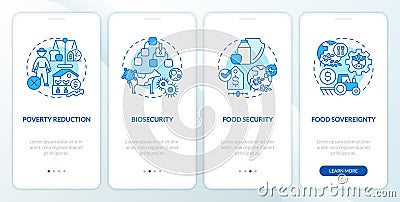 Agriculture policy concerns blue onboarding mobile app screen Vector Illustration