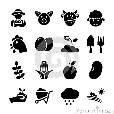 Agriculture solid icons Vector Illustration