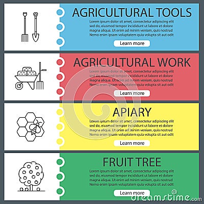 Agriculture web banner templates set Vector Illustration