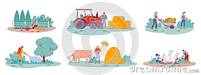 Agriculture worker. Farm life scenes Vector Illustration