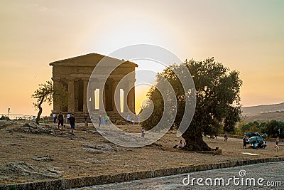 Agrigento, Sicily, Italy. front of the Temple of Concord with an old olive tree Editorial Stock Photo
