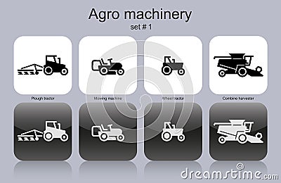 Agro machinery icons Vector Illustration