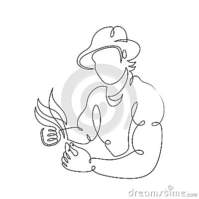 Agronomist farmer holding sprout, seedlings Vector Illustration