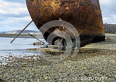 Aground ship at cabo san pablo beach, argentina Stock Photo