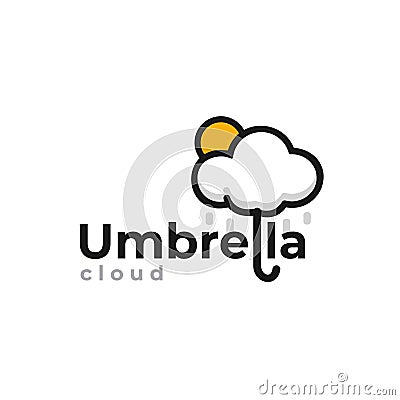 Illustration of clear sky, umbrella cloud vector logo Vector Illustration
