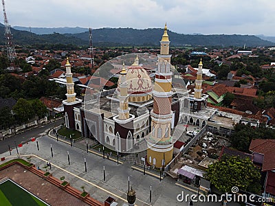 Agung Al-imam Mosque panorama view Largest Mosque in Majalengka. Ramadan and Eid Concept and noise cloud when sunset or sunrise Editorial Stock Photo