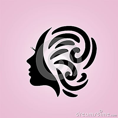 Salon Hair and beauty logo template silhouete woman potrait Vector Illustration