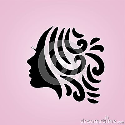 Salon Hair and beauty logo template silhouete woman potrait Vector Illustration